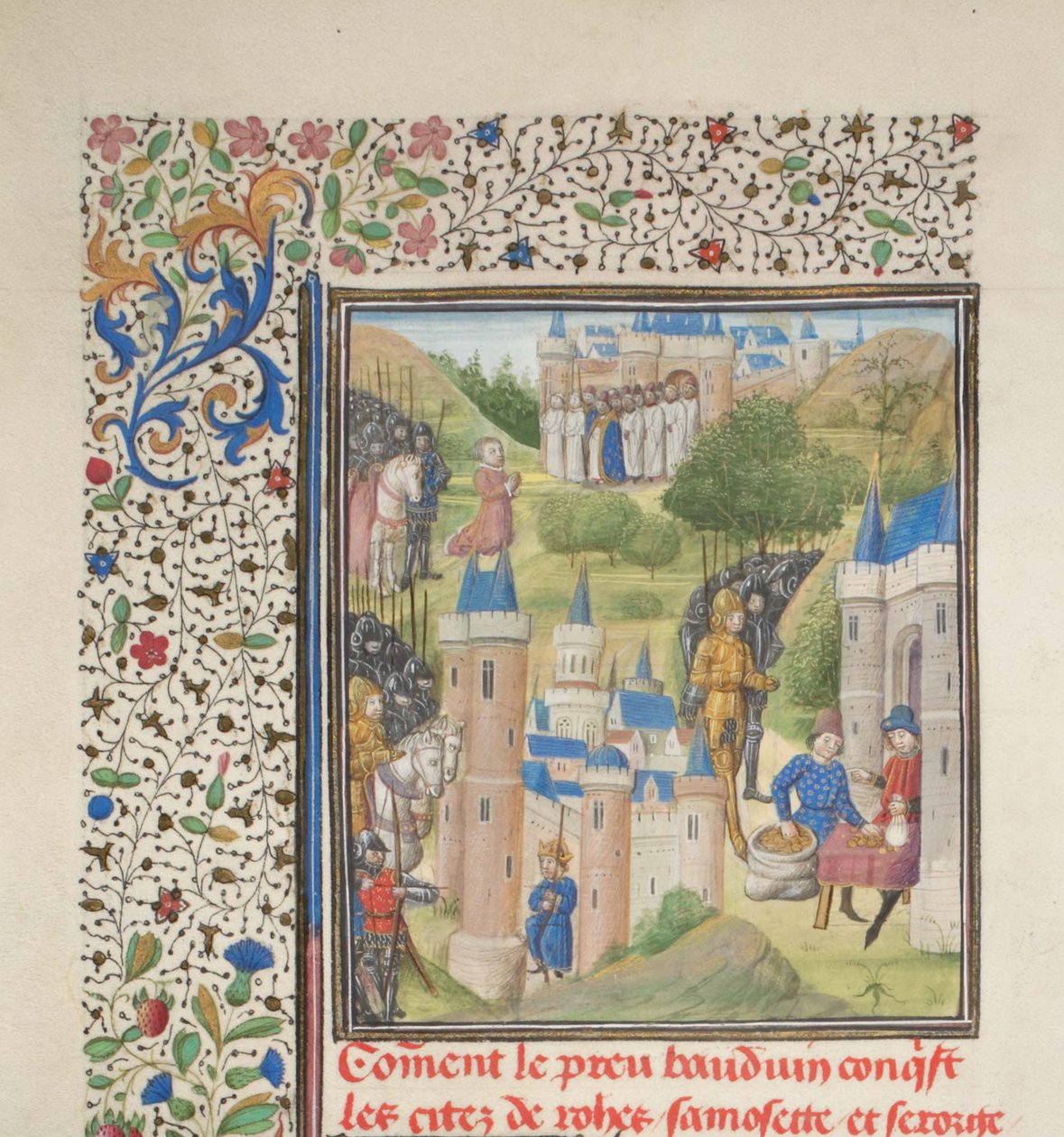 Boulogne-i Baldwin belép Edesszába 1098 februárjában. Miniatűr a Historiából, Tyrusi Vilmos, 1460-as évek alkotó: Unbekannt