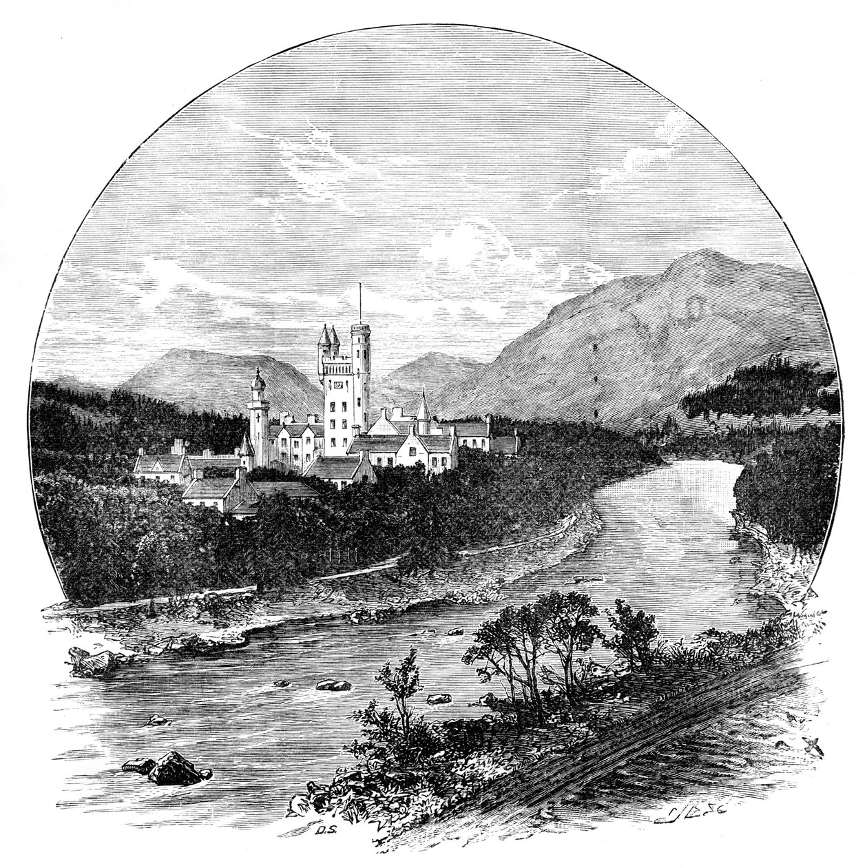 Balmoral kastély és a Dee folyó, Skócia, 1888 alkotó: Unbekannt