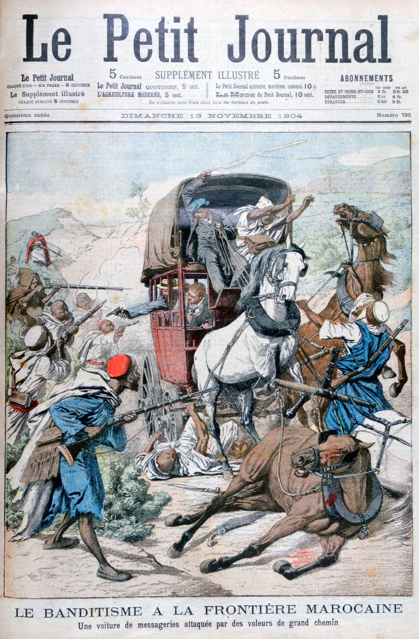 Banditák megtámadnak egy postakocsit a marokkói határon, 1904 alkotó: Unbekannt