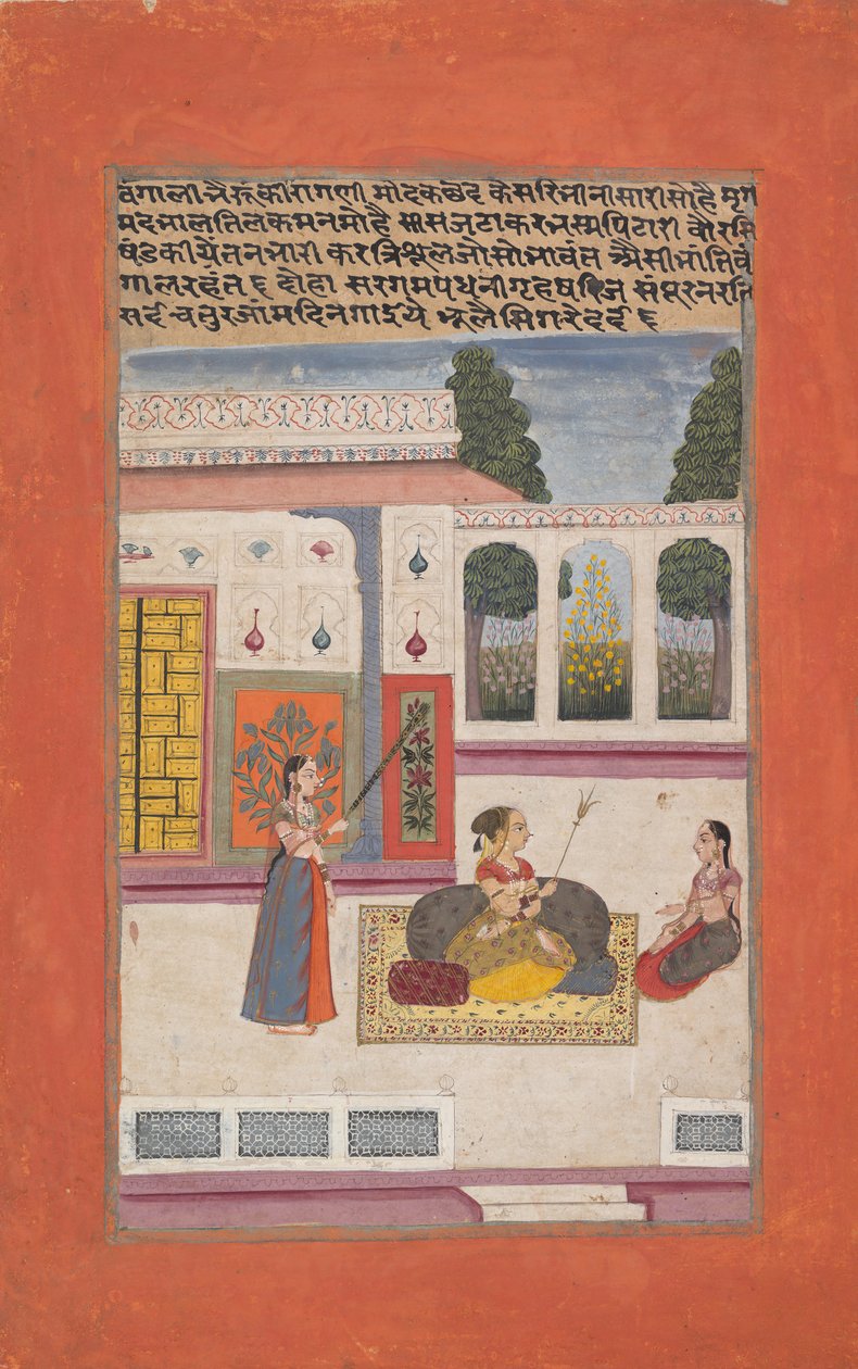 Bangali Ragini: Folio egy ragamala sorozatból, a Zenei módok koszorúja, 1709. alkotó: Unbekannt