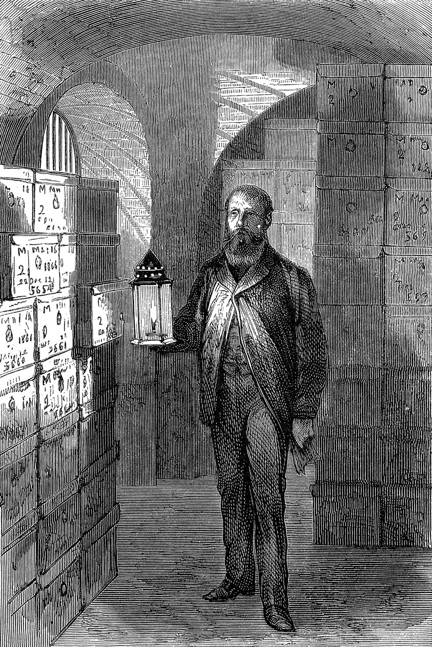 Bankjegybolt a Bank of England trezoraiban, 1870 alkotó: Unbekannt