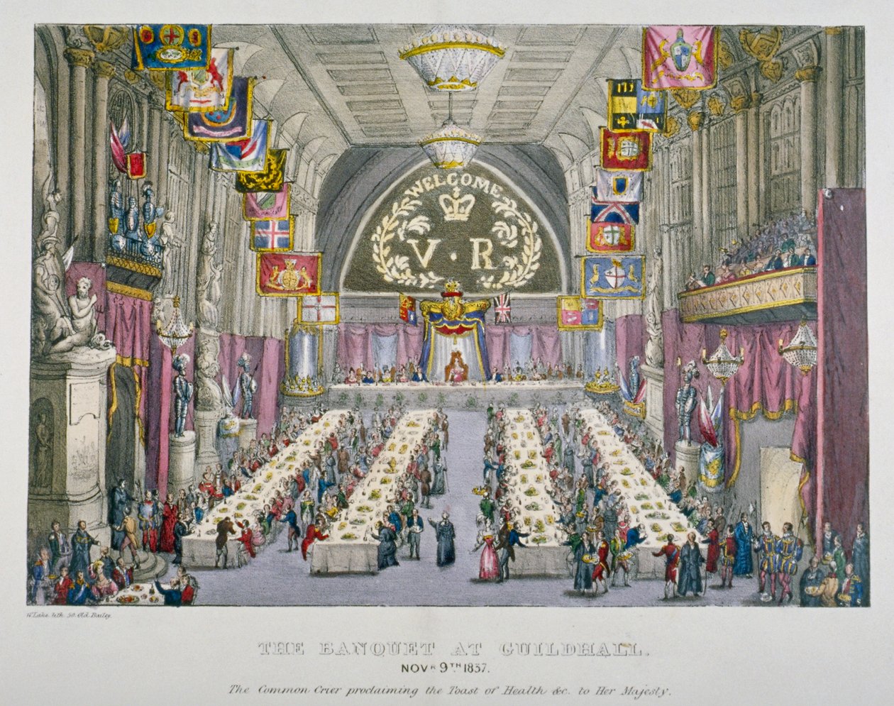 Bankett a Guildhallban Viktória királynő tiszteletére, London City, 1837 alkotó: Unbekannt