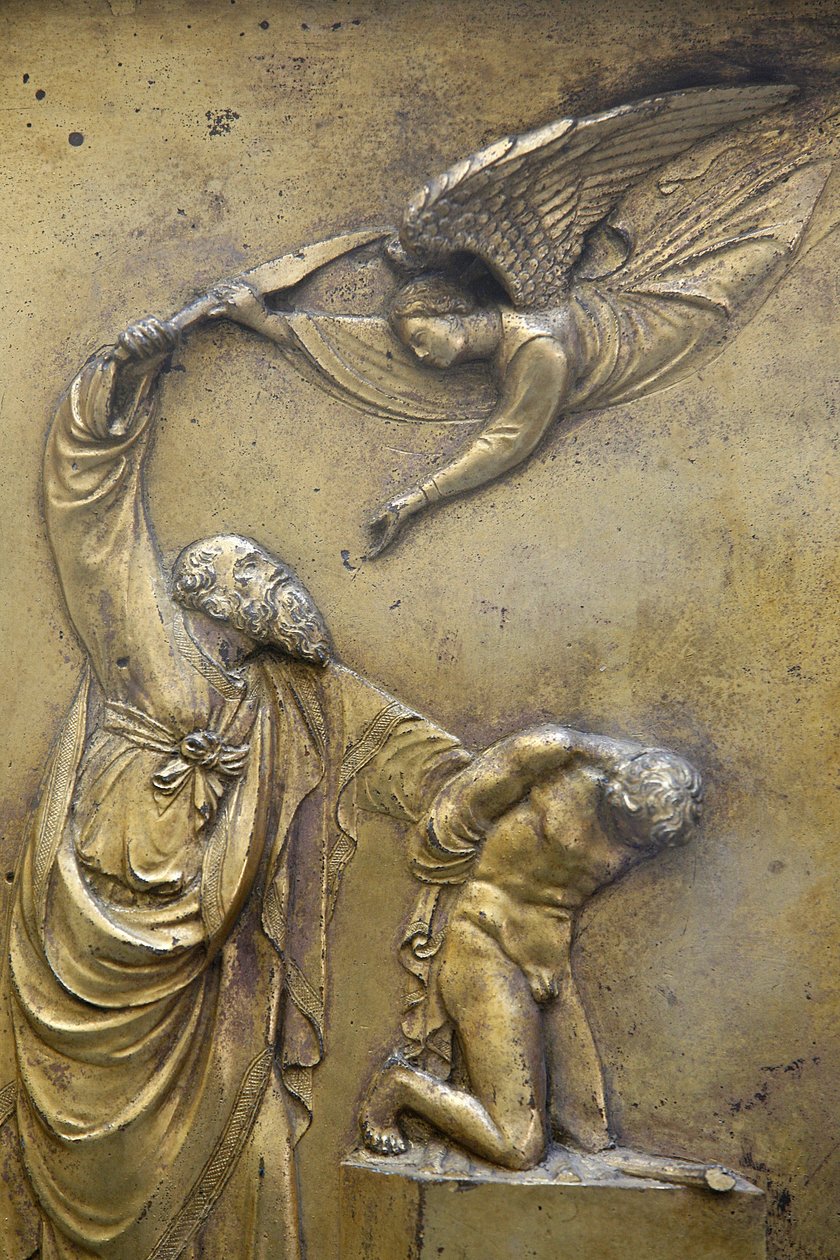 San Giovanni keresztelőkápolna. Paradicsom kapuja. Ábrahám feláldozza Isaac Florence Italie-t alkotó: Unbekannt