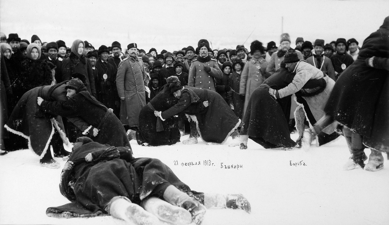 Baskír kures birkózás, Oroszország, 1913 alkotó: Unbekannt