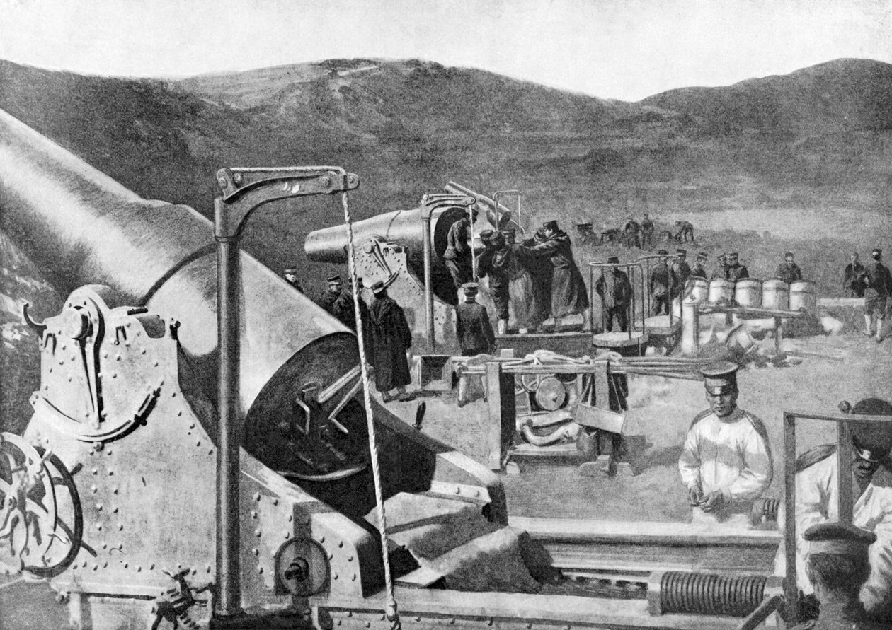 Port Arthurt bombázó japán ostromágyúk üteg, orosz-japán háború, 1904-5 alkotó: Unbekannt