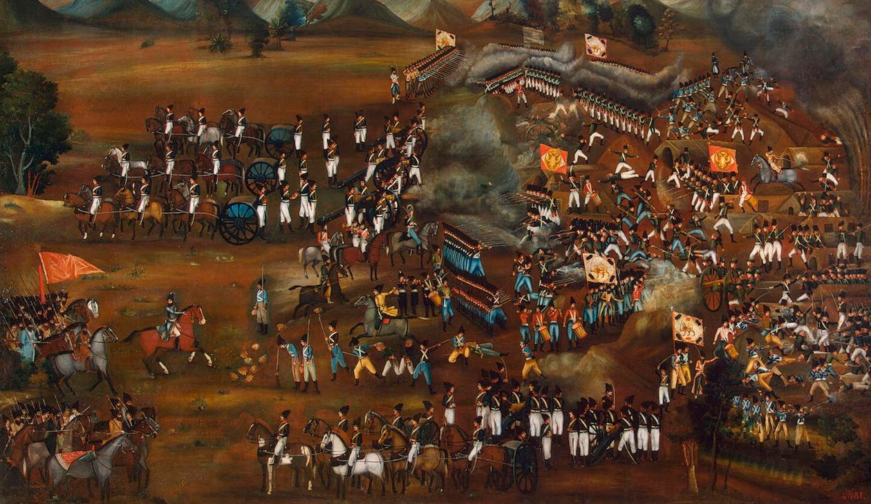 Csata perzsák és oroszok között Szultanábád közelében, 1812. február 13. c1815 alkotó: Unbekannt