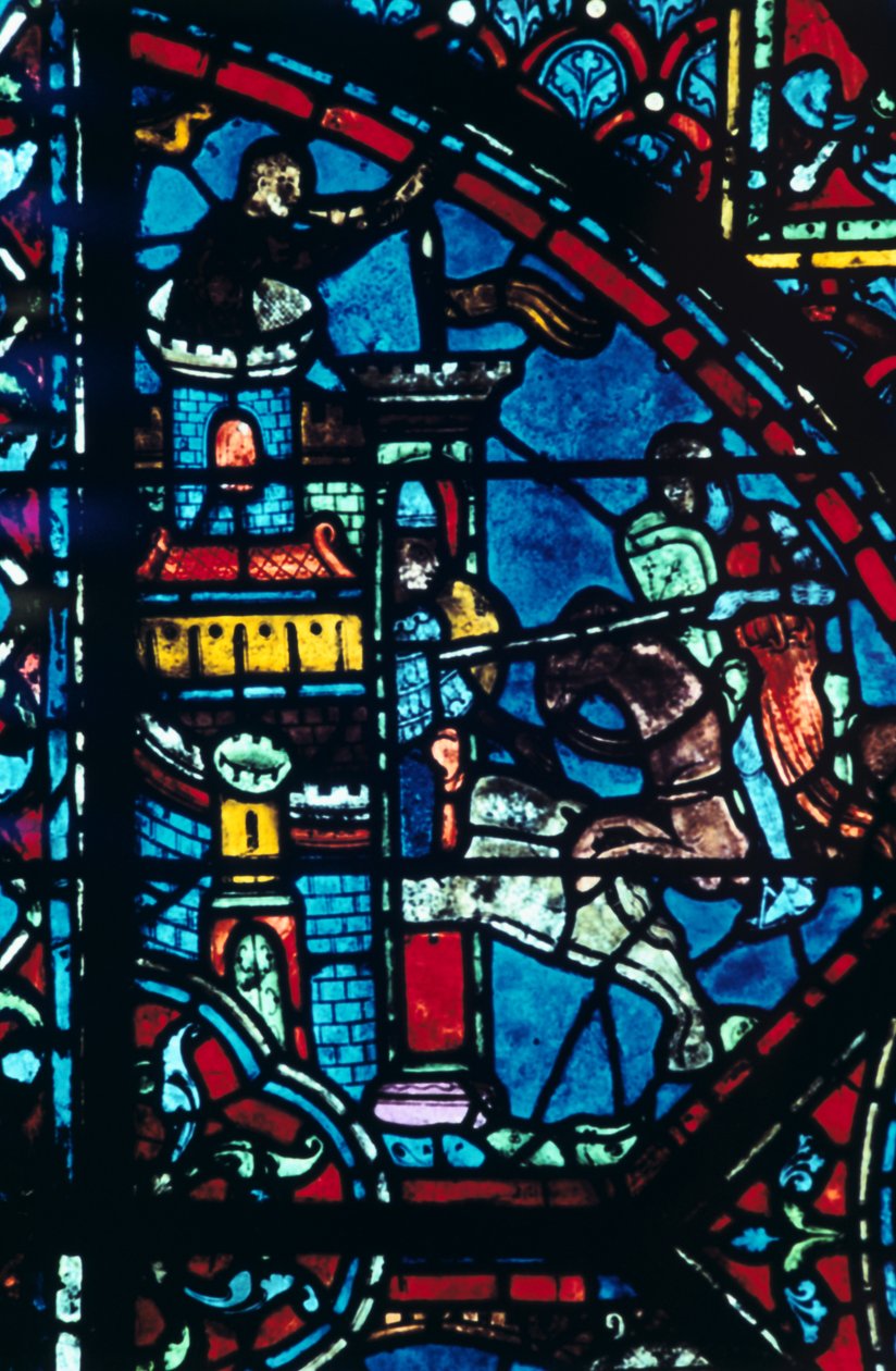 Harc egy városért, ólomüveg, Chartres-i katedrális, Franciaország, c1225 alkotó: Unbekannt