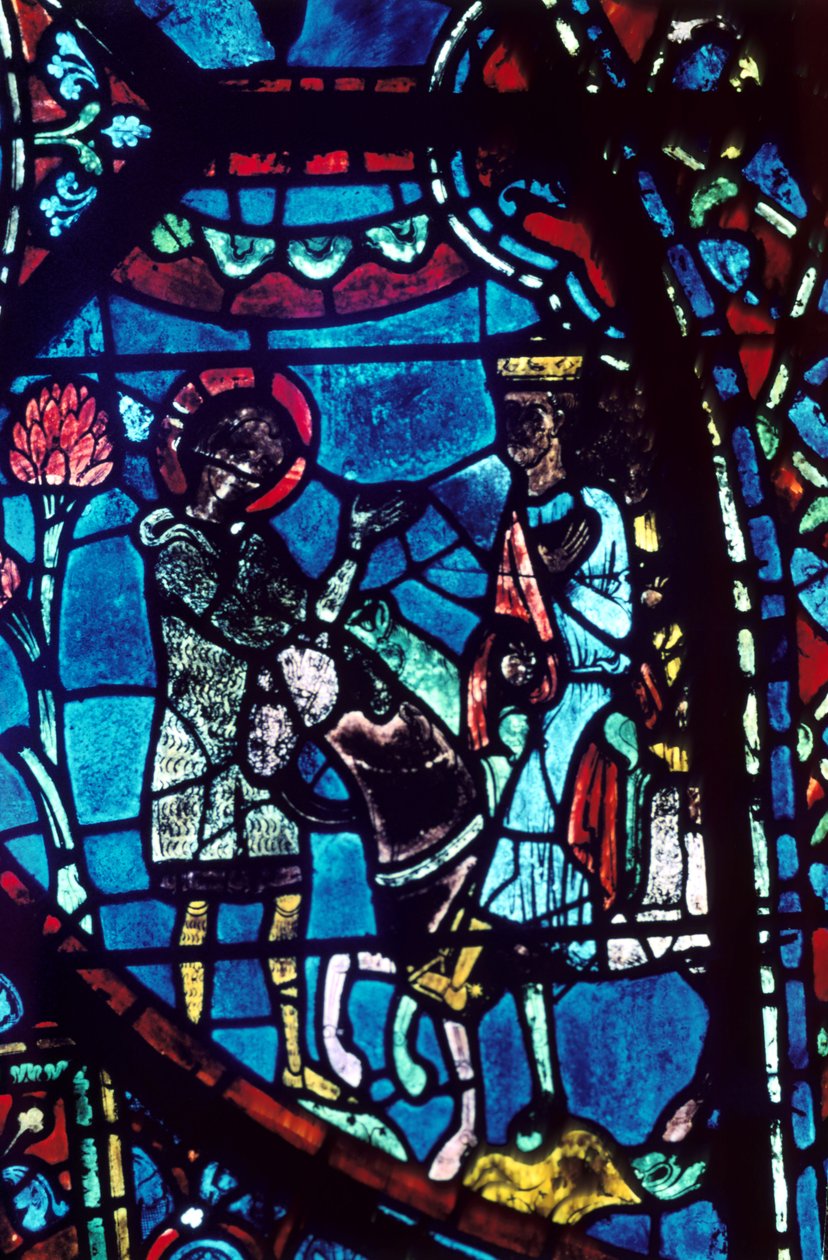 Baudoin elmondja Nagy Károlynak Roland halálát, ólomüveg, Chartres-i katedrális, 1194-1260 alkotó: Unbekannt