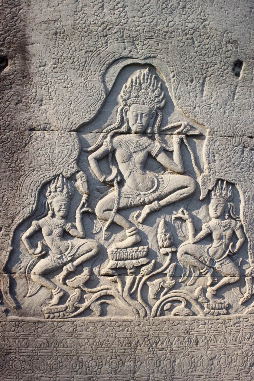 Oszlopba faragott Bayon Celestial Dancers, Siem Reap, Kambodzsa alkotó: Unbekannt