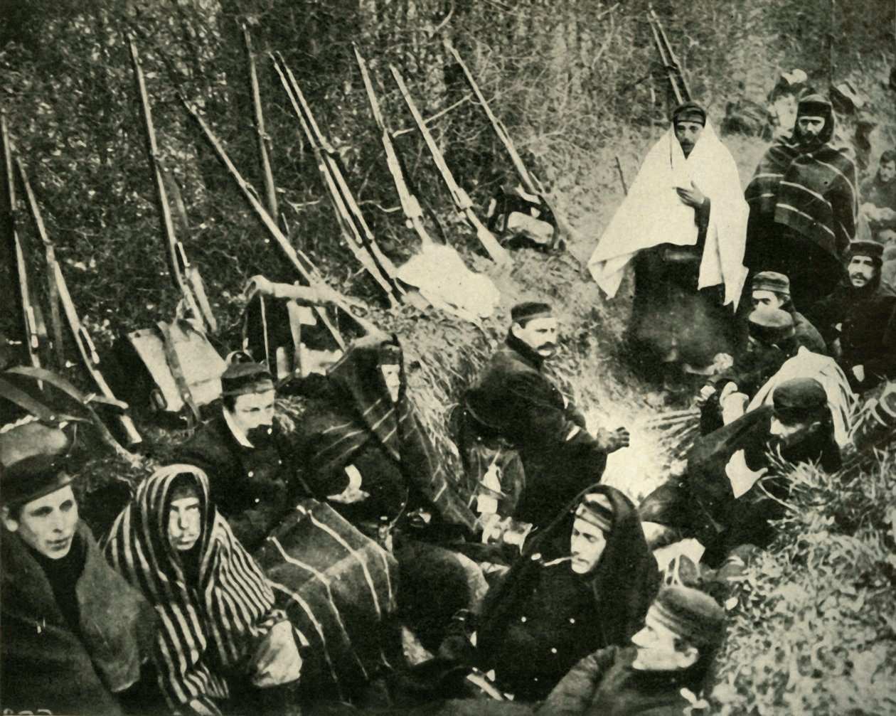 Belga katonák a lövészárokban, első világháború, 1914, c1920. alkotó: Unbekannt