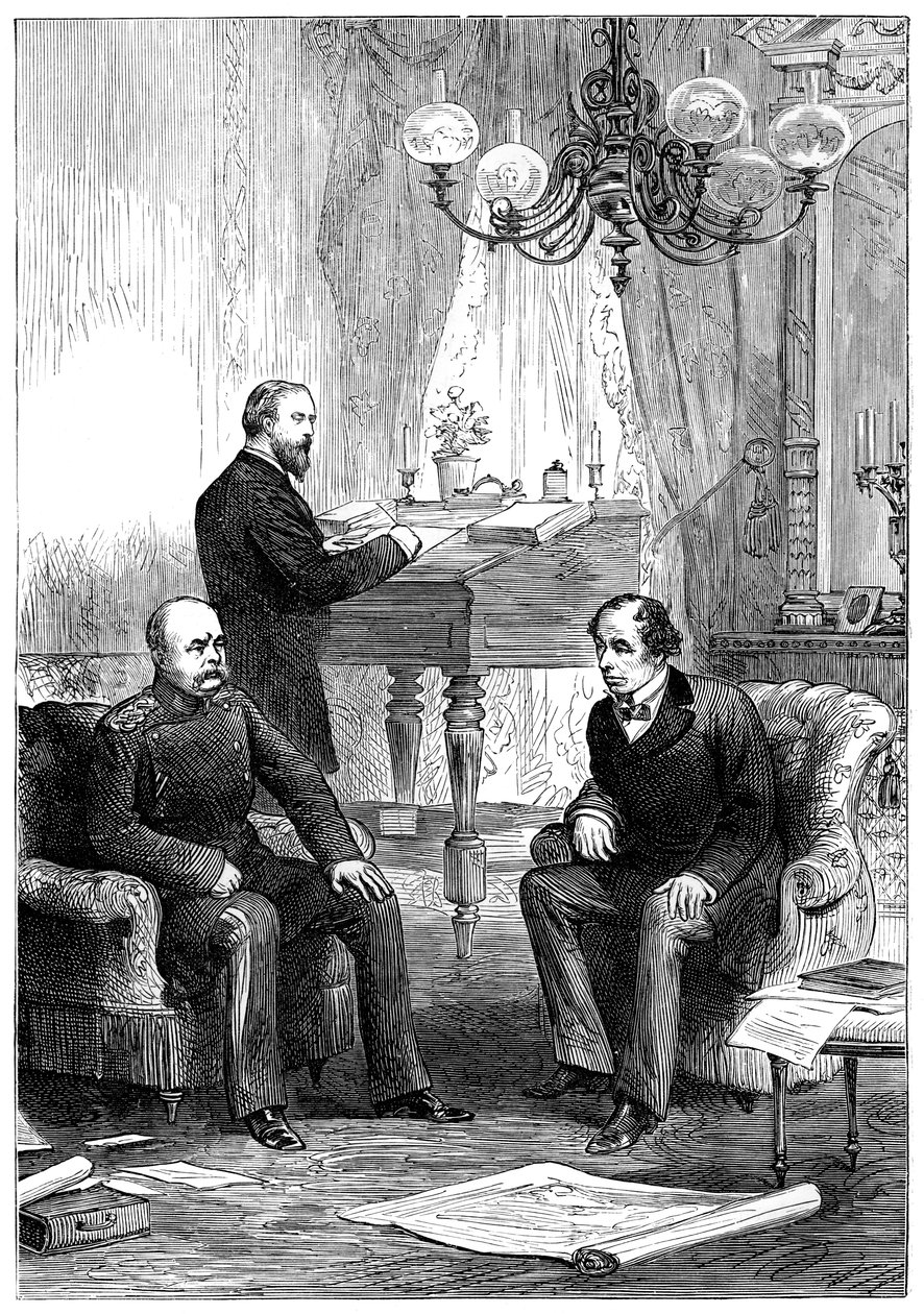Benjamin Disraeli 1804-1881 találkozás Otto von Bismarck-kal 1815-1898, Berlin, 1878 alkotó: Unbekannt