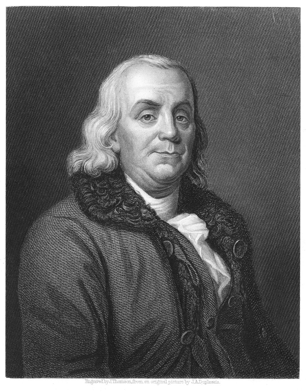 Benjamin Franklin, 18. századi amerikai tudós, feltaláló és államférfi, 1835 alkotó: Unbekannt