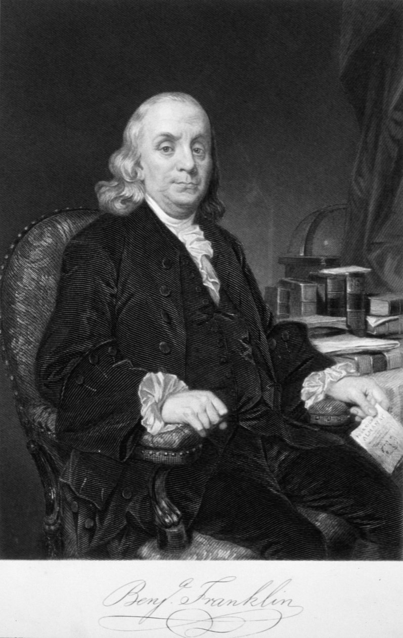 Benjamin Franklin amerikai tudós, feltaláló és államférfi, 18. század vége alkotó: Unbekannt