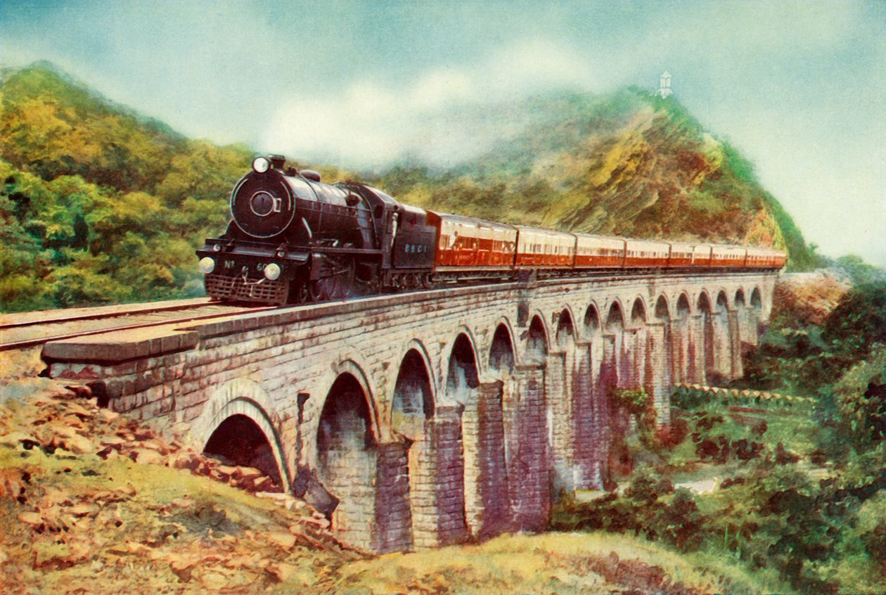Bombay és Delhi között. Lenyűgöző kilátás egy viadukton áthaladó Frontier Mailről, 1935 alkotó: Unbekannt