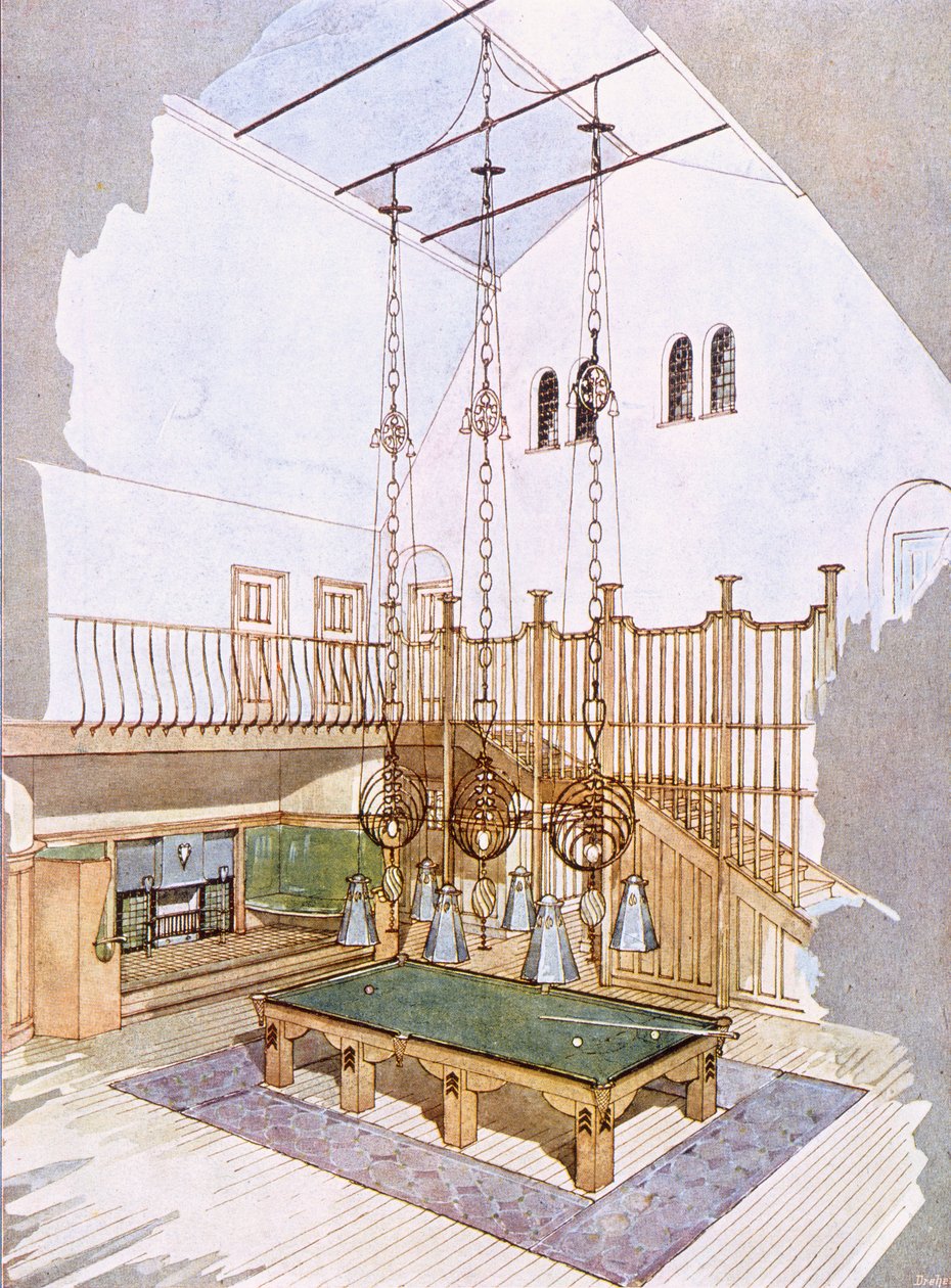 Biliárdterem, George Walton tervezte, a "Documents d