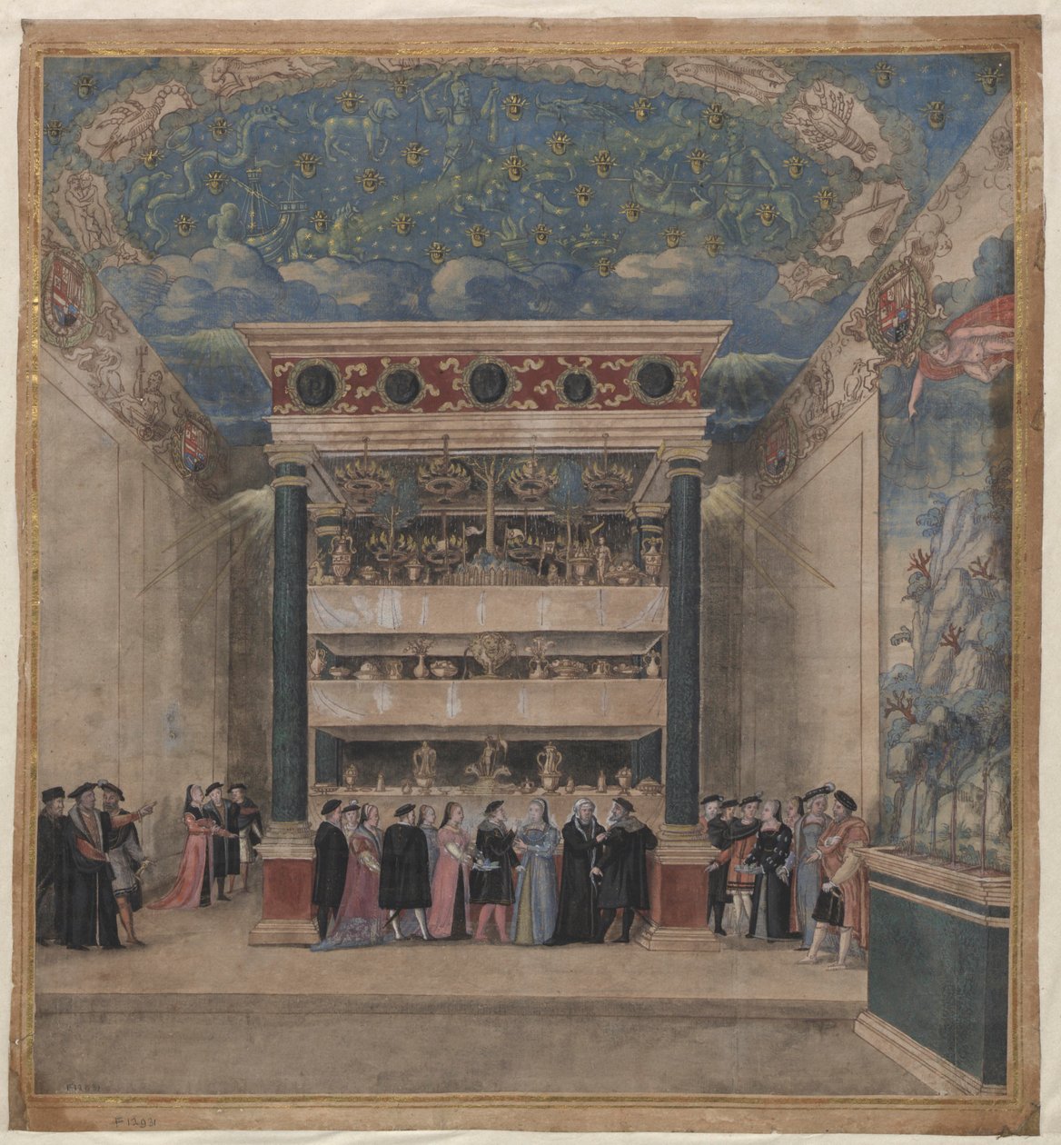 A Binche-palota az 1549. augusztusi ünnepségeken, 1549-ben. alkotó: Unbekannt