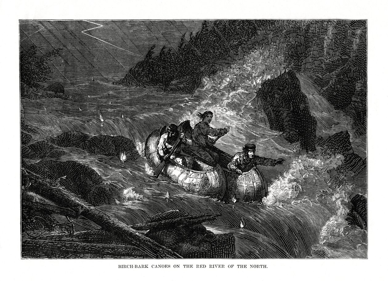 Nyírfakéreg kenuk az északi Vörös folyón, Egyesült Államok, 1877 alkotó: Unbekannt