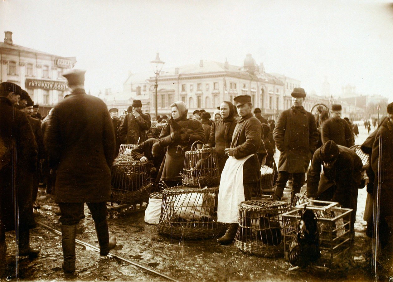 Madárpiac, Trubnaya tér, Moszkva, Oroszország, 1908 alkotó: Unbekannt
