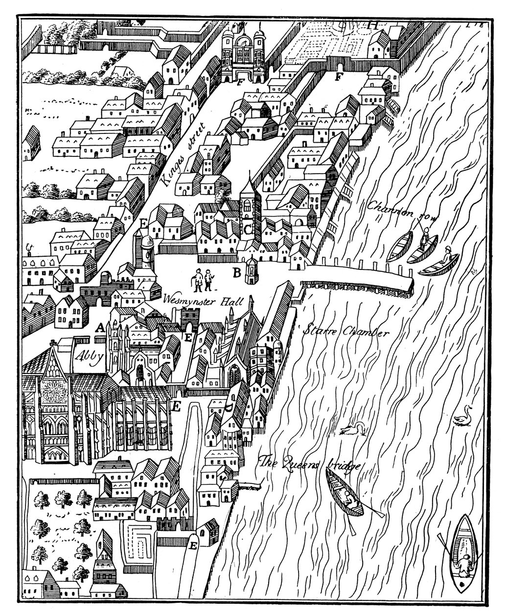 Madártávlat a Westminster-palotára, London, c1560, c1902-1905 alkotó: Unbekannt