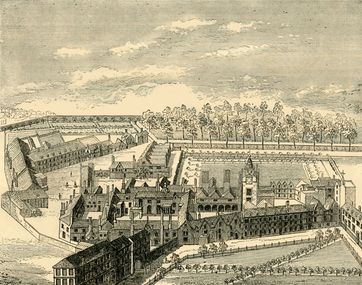 A régi charterház madártávlatból, c1872. alkotó: Unbekannt