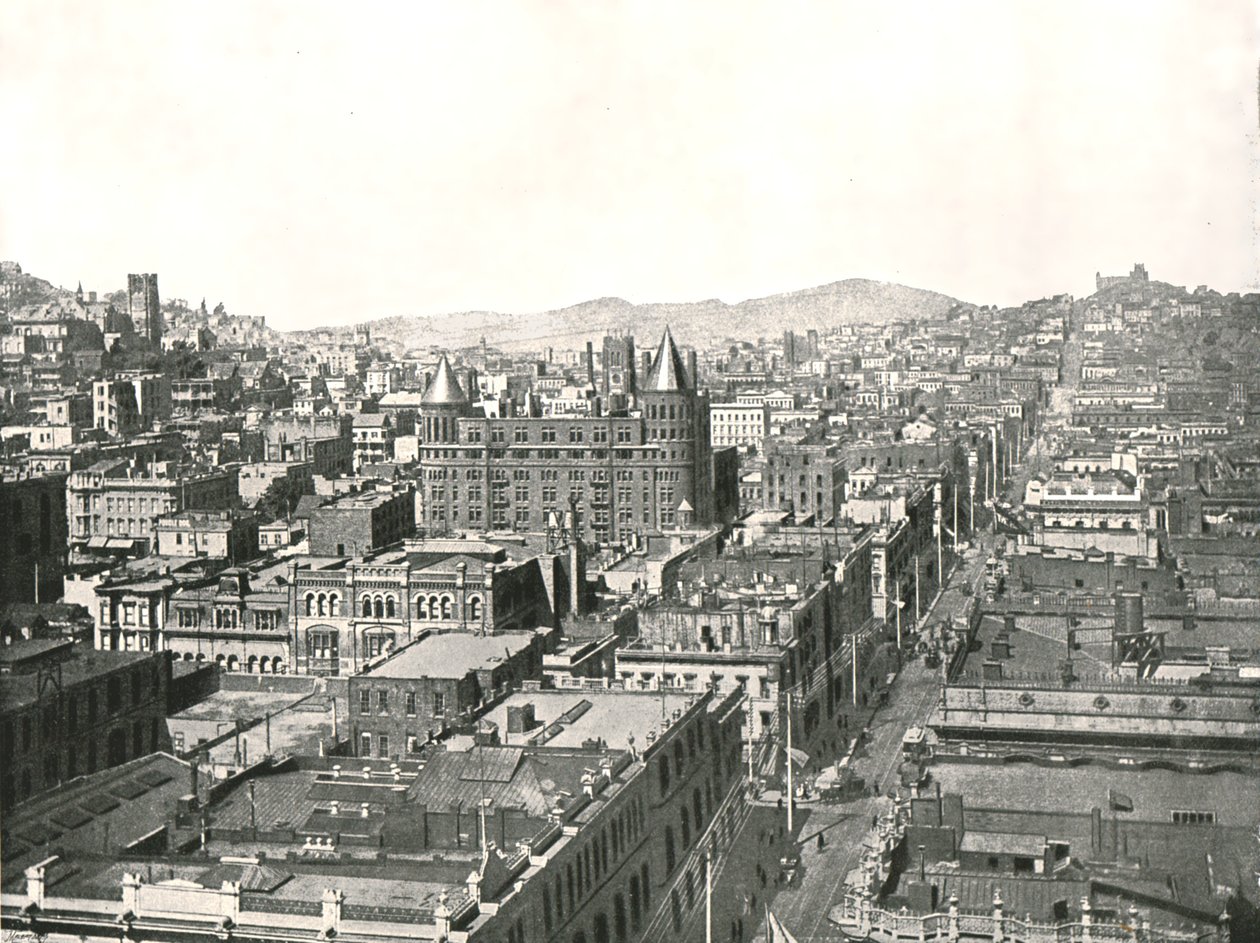 Madártávlat a Chronicle Building tornyából, San Francisco, USA, 1895. alkotó: Unbekannt
