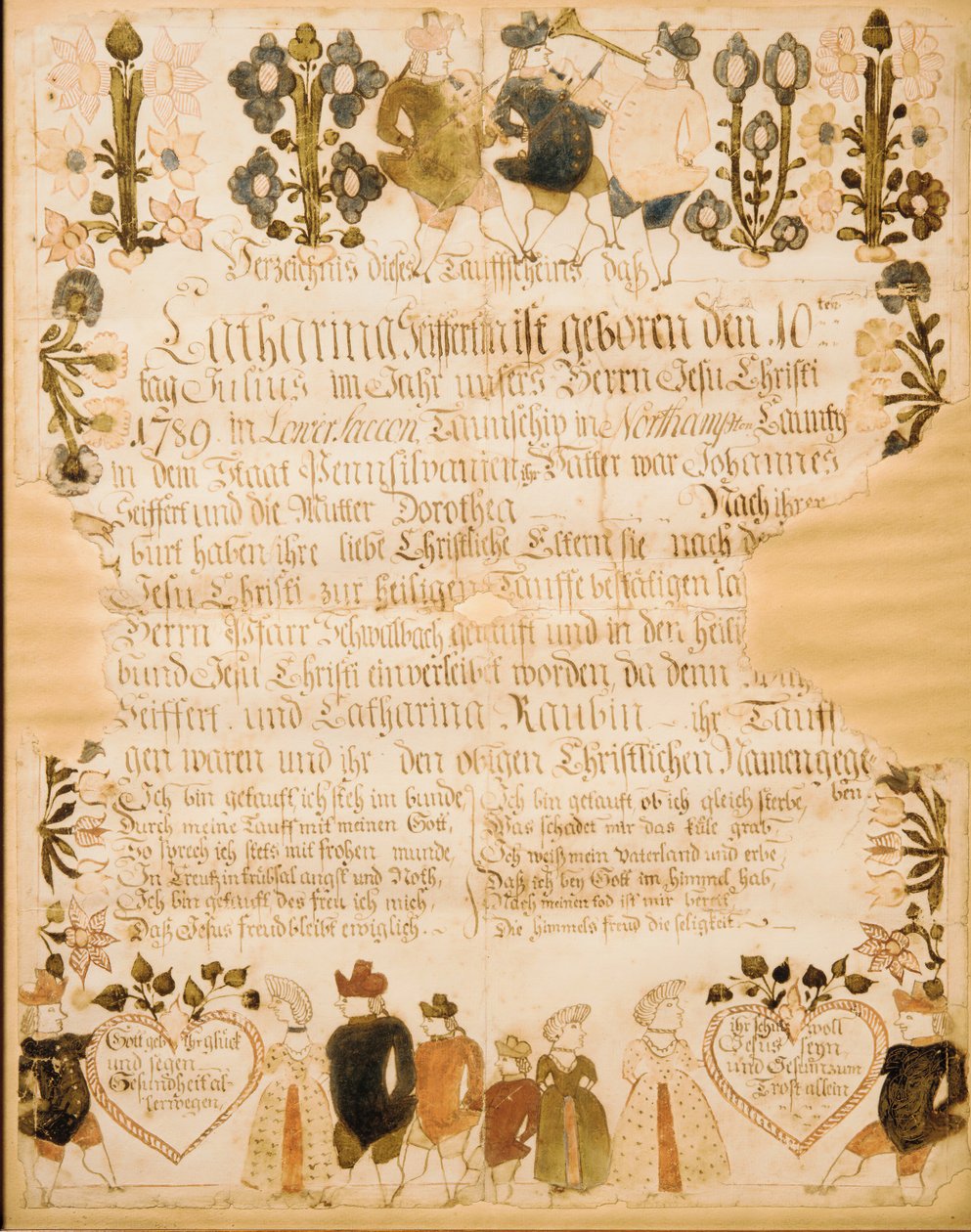 Születési és keresztelési anyakönyvi kivonat, 1789. alkotó: Unbekannt