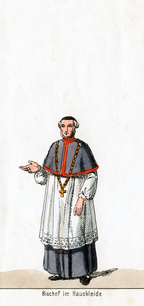 Püspök házi ruhában, jelmezterv Shakespeare drámájához, VIII. Henrik, XIX. alkotó: Unbekannt