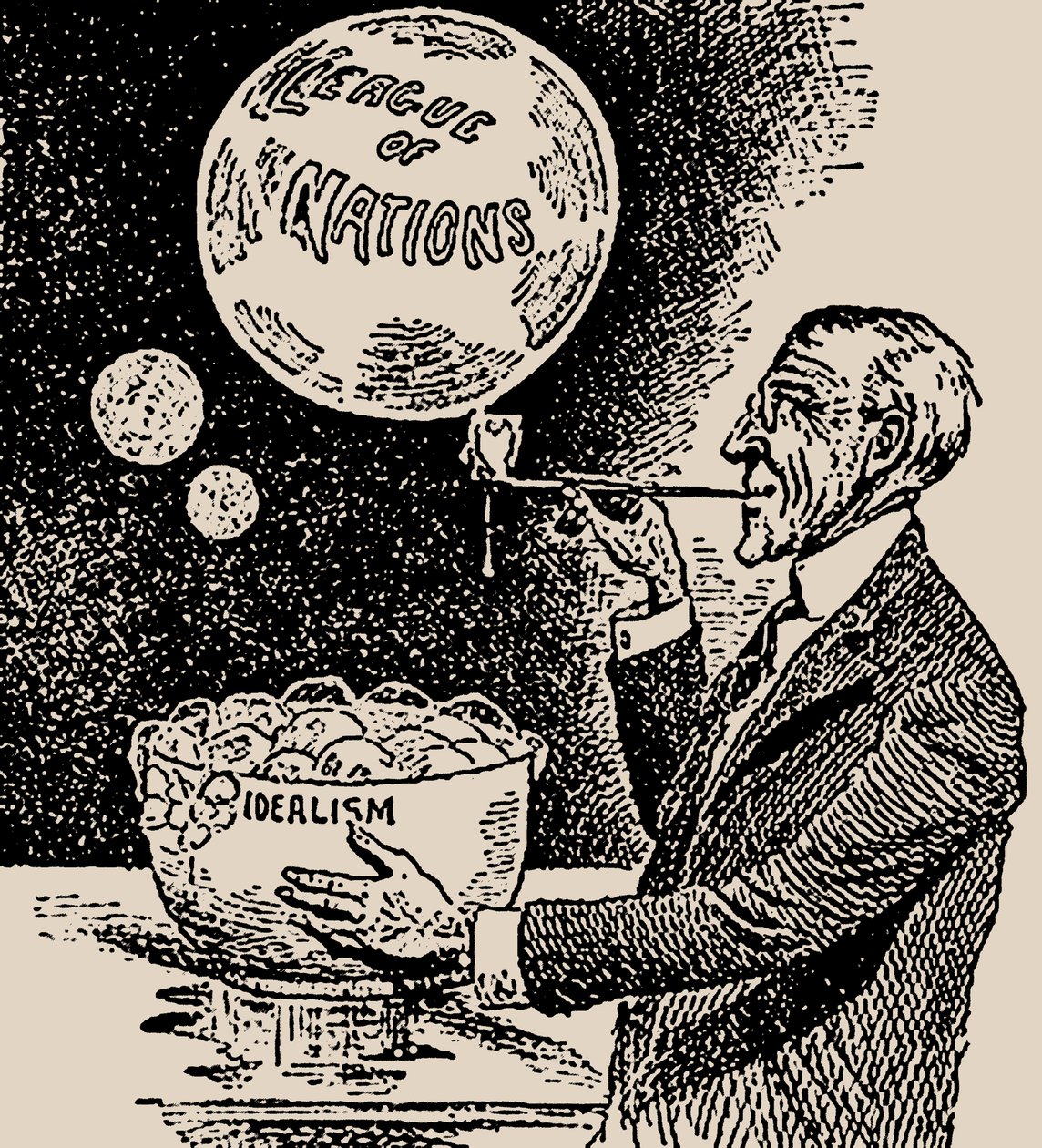 Buborékot fújni. Woodrow Wilson és a Népszövetség, 1919. alkotó: Unbekannt