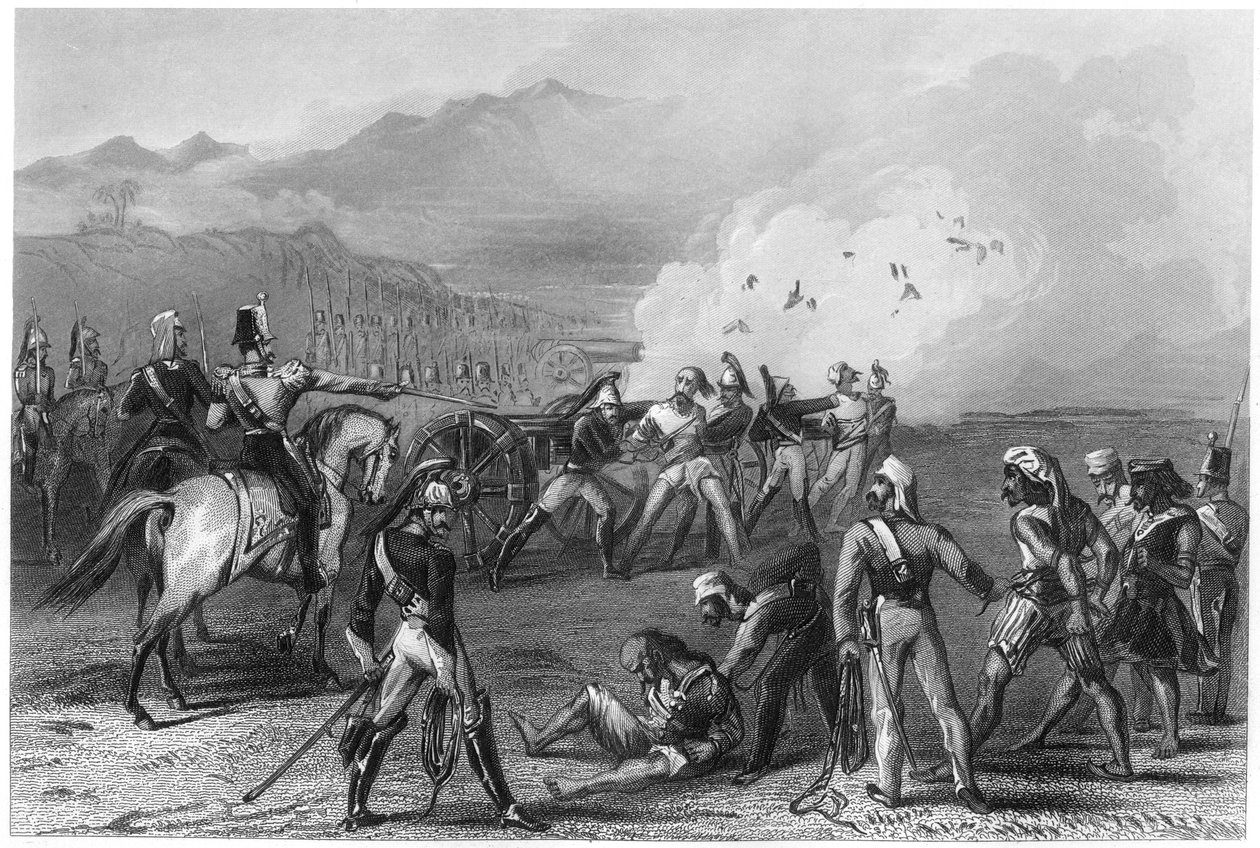 Zaklató Sepoyok fújása a fegyverekből, 1857, c1860 alkotó: Unbekannt