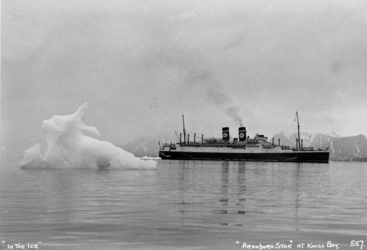 Blue Star Lines tengerjáró hajó SS Arandora Star, Kongsfjorden, Spitzbegen, Norvégia, 1929 alkotó: Unbekannt