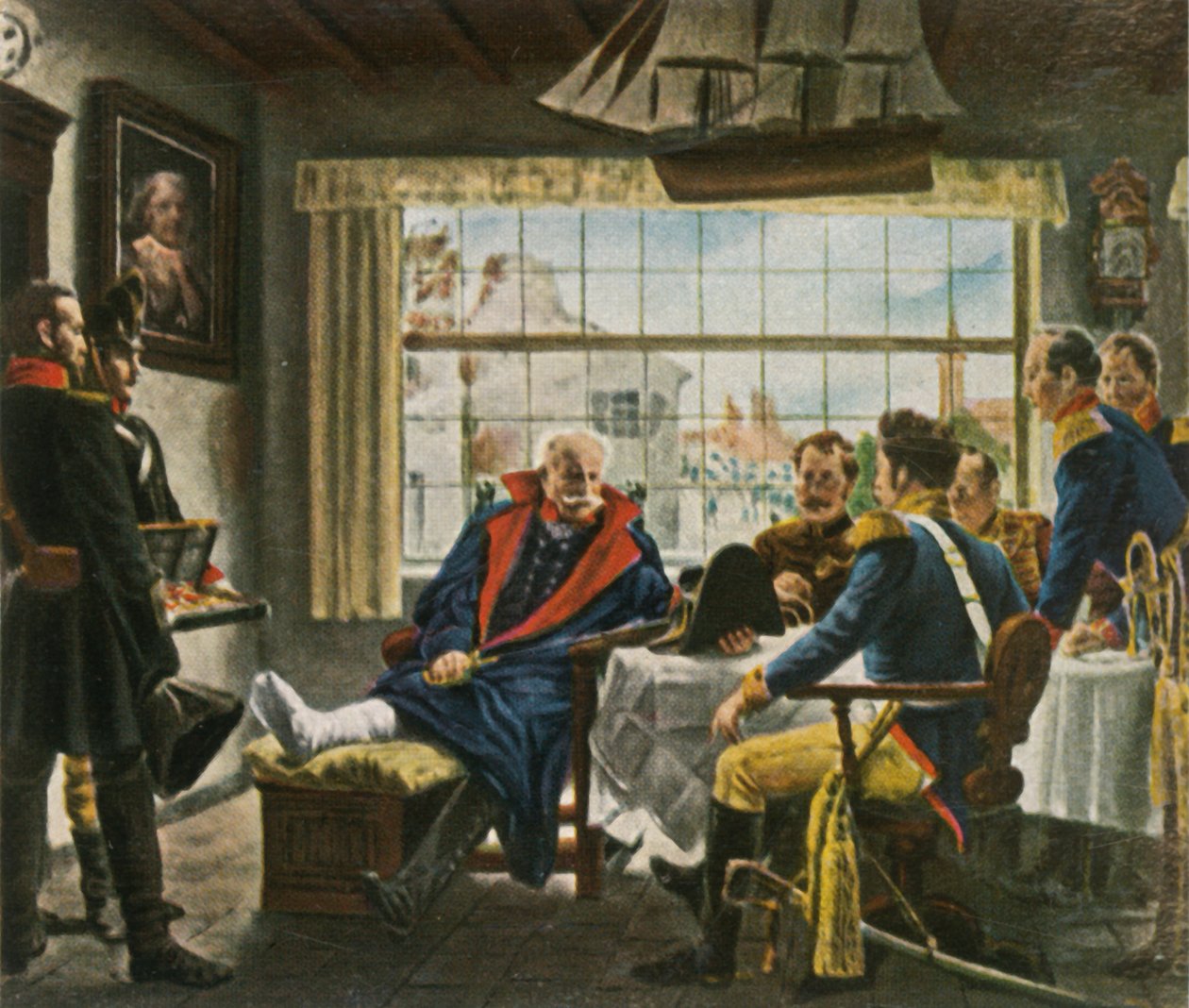 Blücher birtokba veszi a Napóleon-érmeket és a kalapot, miután...Waterloo, 1815. június 18., 1936. alkotó: Unbekannt