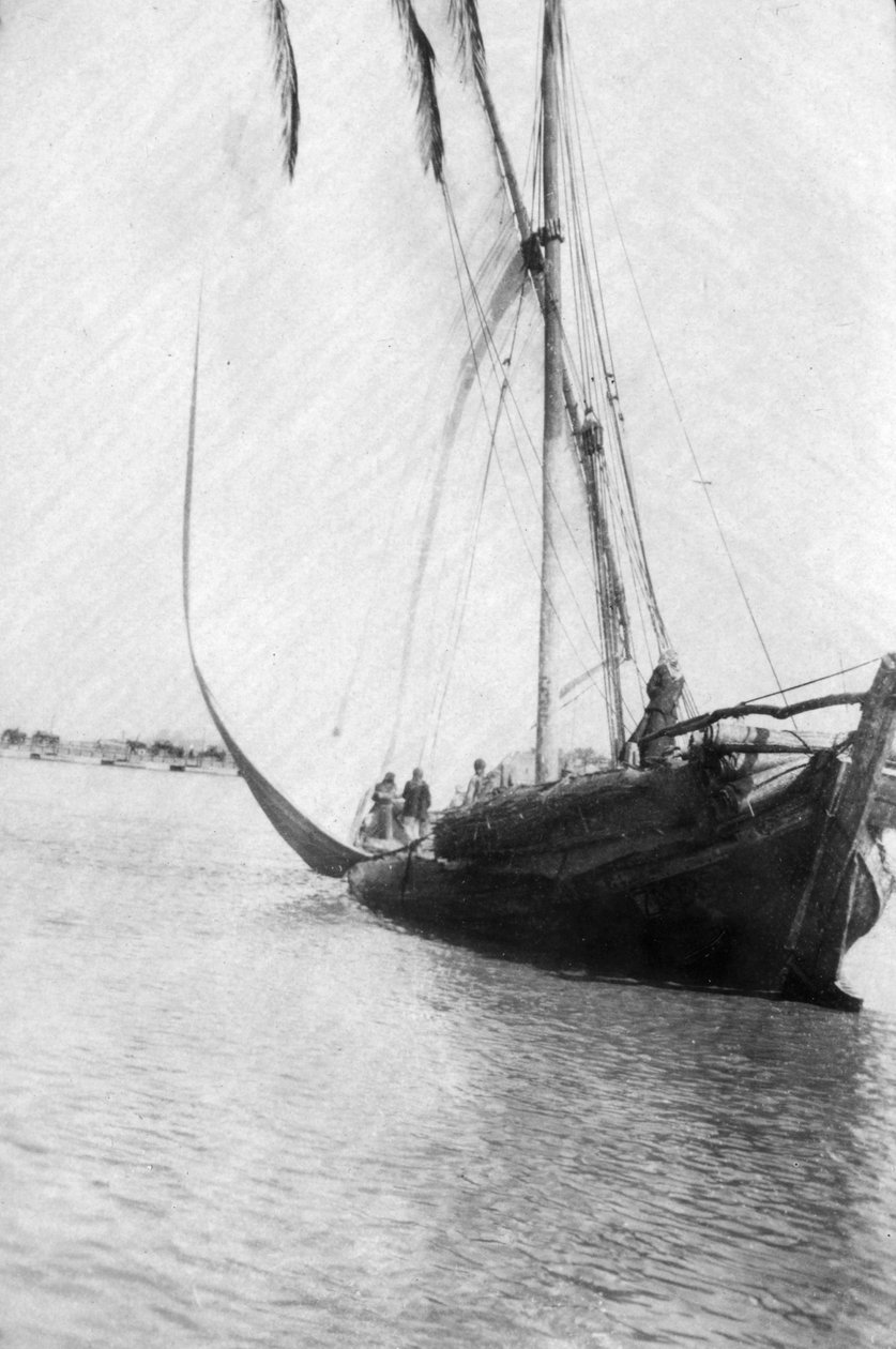 Hajó indul a Tigris folyón, Mezopotámia, 1918 alkotó: Unbekannt