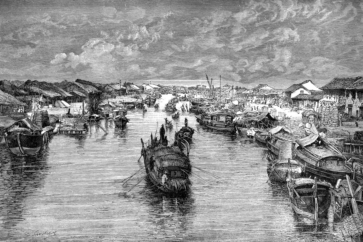 Hajók a kínai Arroyo-n, Saigon közelében, Vietnamban, 1895 alkotó: Unbekannt