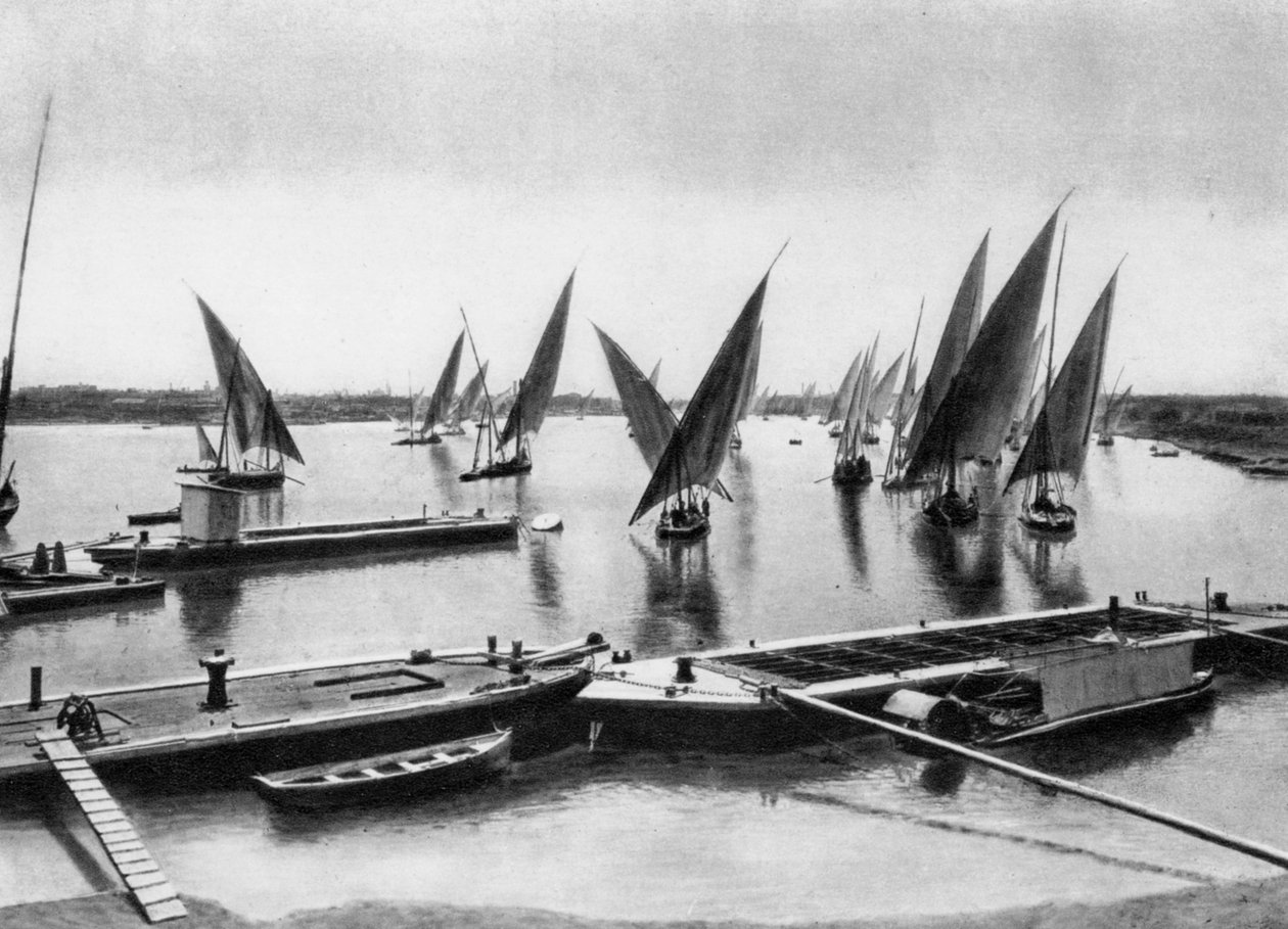 Hajók a Níluson, Kairó, Egyiptom, 1920-as évek alkotó: Unbekannt