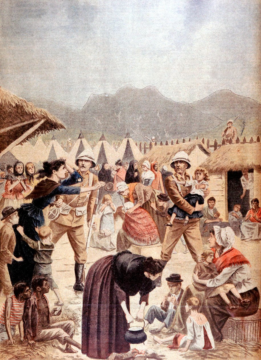 Búr nők és gyerekek egy brit koncentrációs táborban a transzváli búr háborúban, 1901 alkotó: Unbekannt