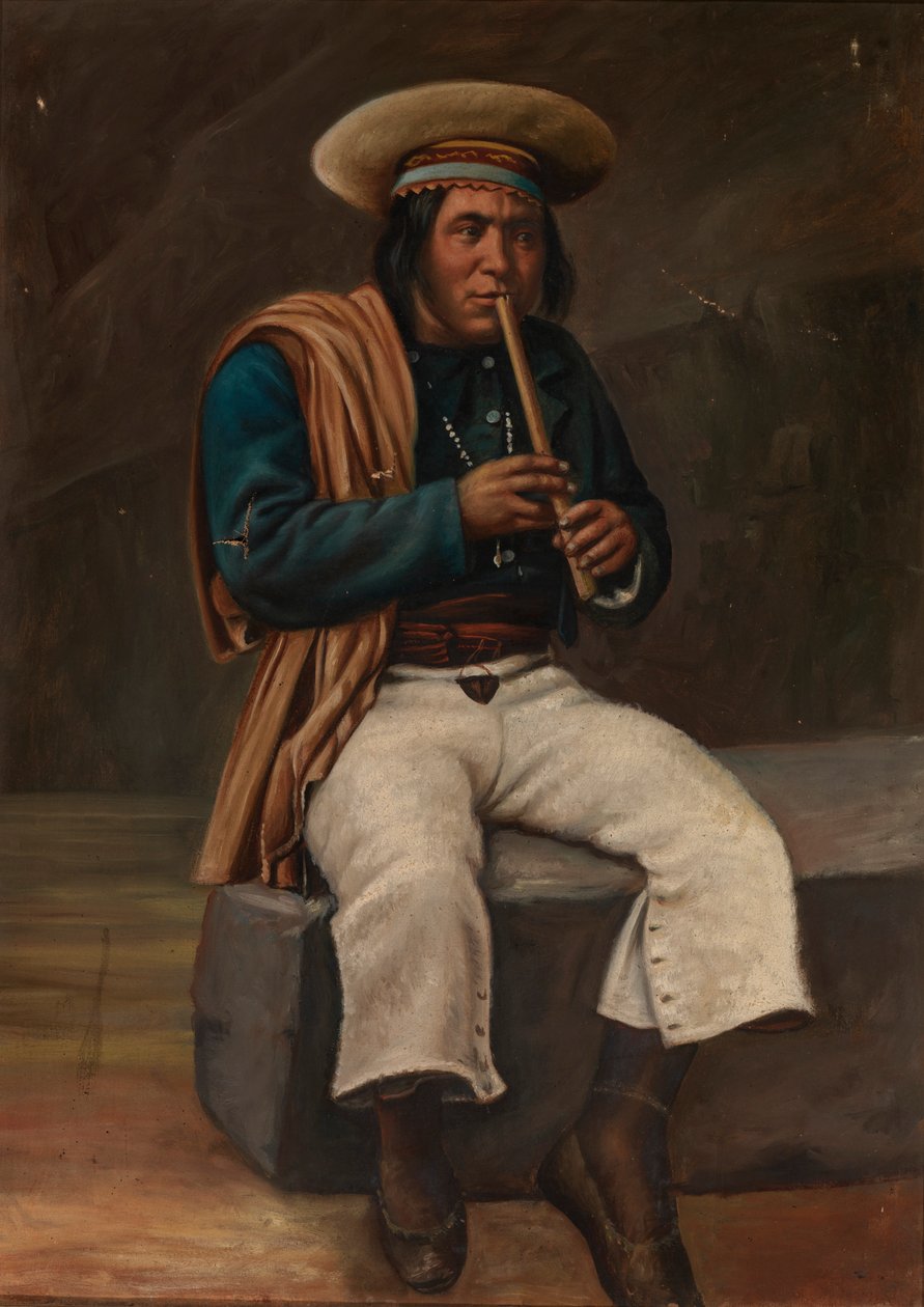 Bolíviai indián játszik a Quenában, kb. 1890-1892. alkotó: Unbekannt