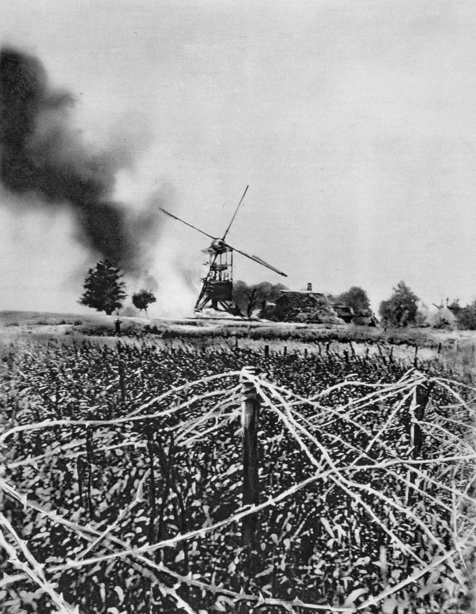 Szélmalom bombázása gyújtólövedékekkel, Artois, Franciaország, I. világháború, 1915 alkotó: Unbekannt