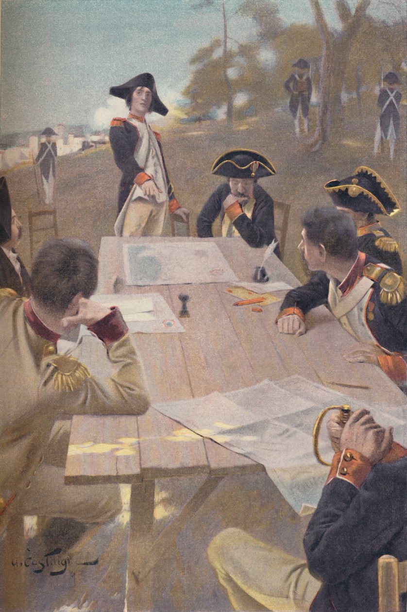 Bonaparte elmagyarázza Toulon elfoglalásának tervét, 1793, 1896 alkotó: Unbekannt