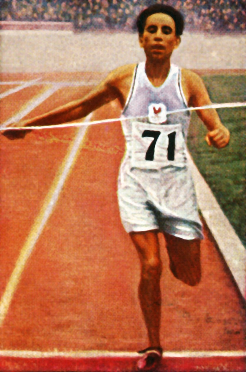 Boughera El Ouafi megnyerte a maratont Franciaországban, 1928. alkotó: Unbekannt