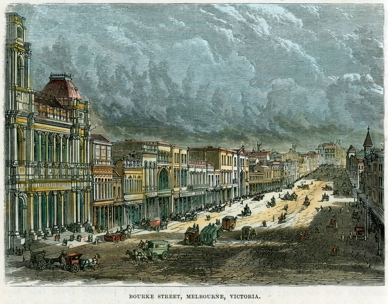 Bourke Street, Melbourne, Victoria, Ausztrália, 1880 alkotó: Unbekannt