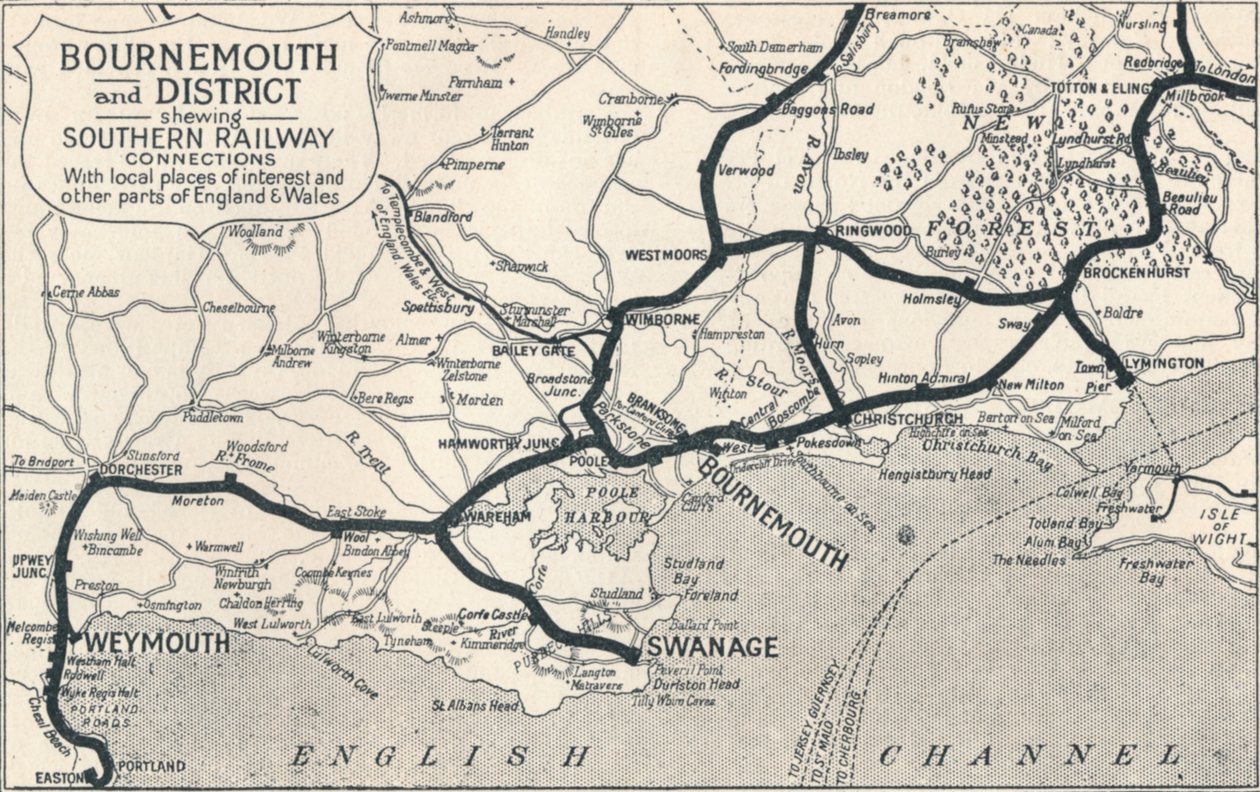Bournemouth és kerület, déli vasúti összeköttetések bemutatása, 1929 alkotó: Unbekannt
