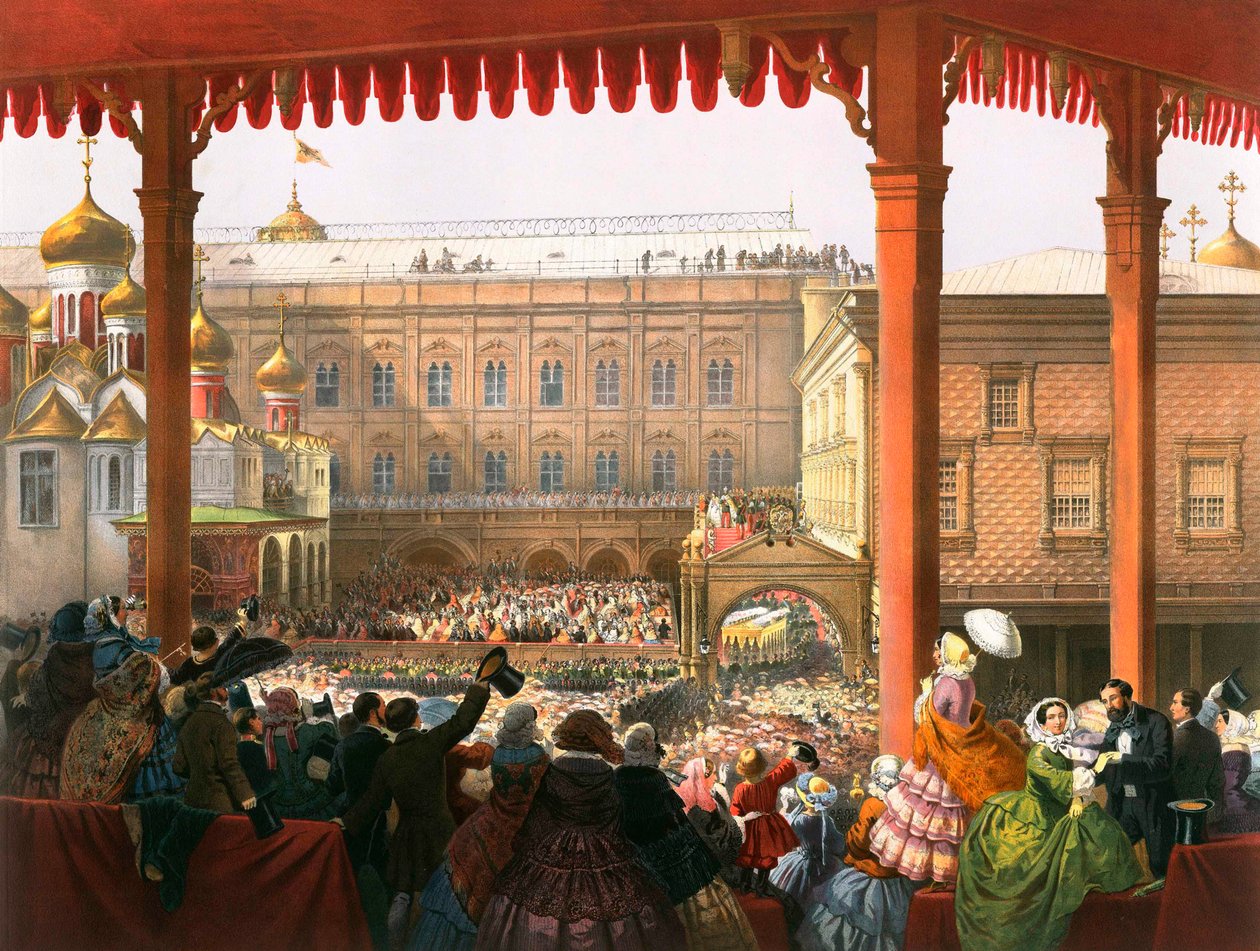 Meghajlás a nép előtt, II. Sándor orosz cár megkoronázása, Moszkva, 1855 1856 alkotó: Unbekannt