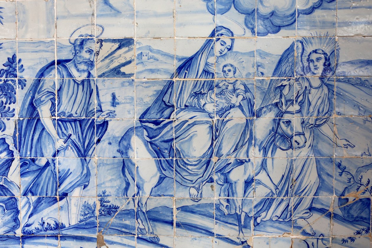 Brazília, Bahia, Salvador: Azulejo a Bonfim templomban: repülés Egyiptomba alkotó: Unbekannt