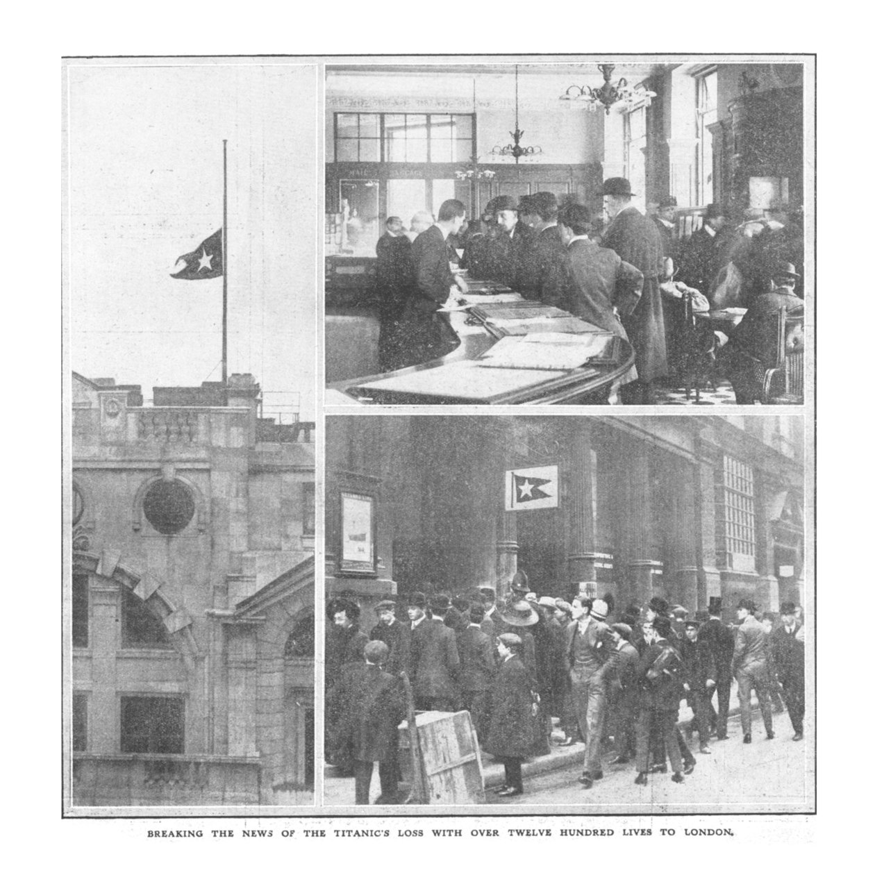 A Titanics több mint tizenkétszáz emberélettel járó veszteség híre Londonban, 1912. április 20. alkotó: Unbekannt