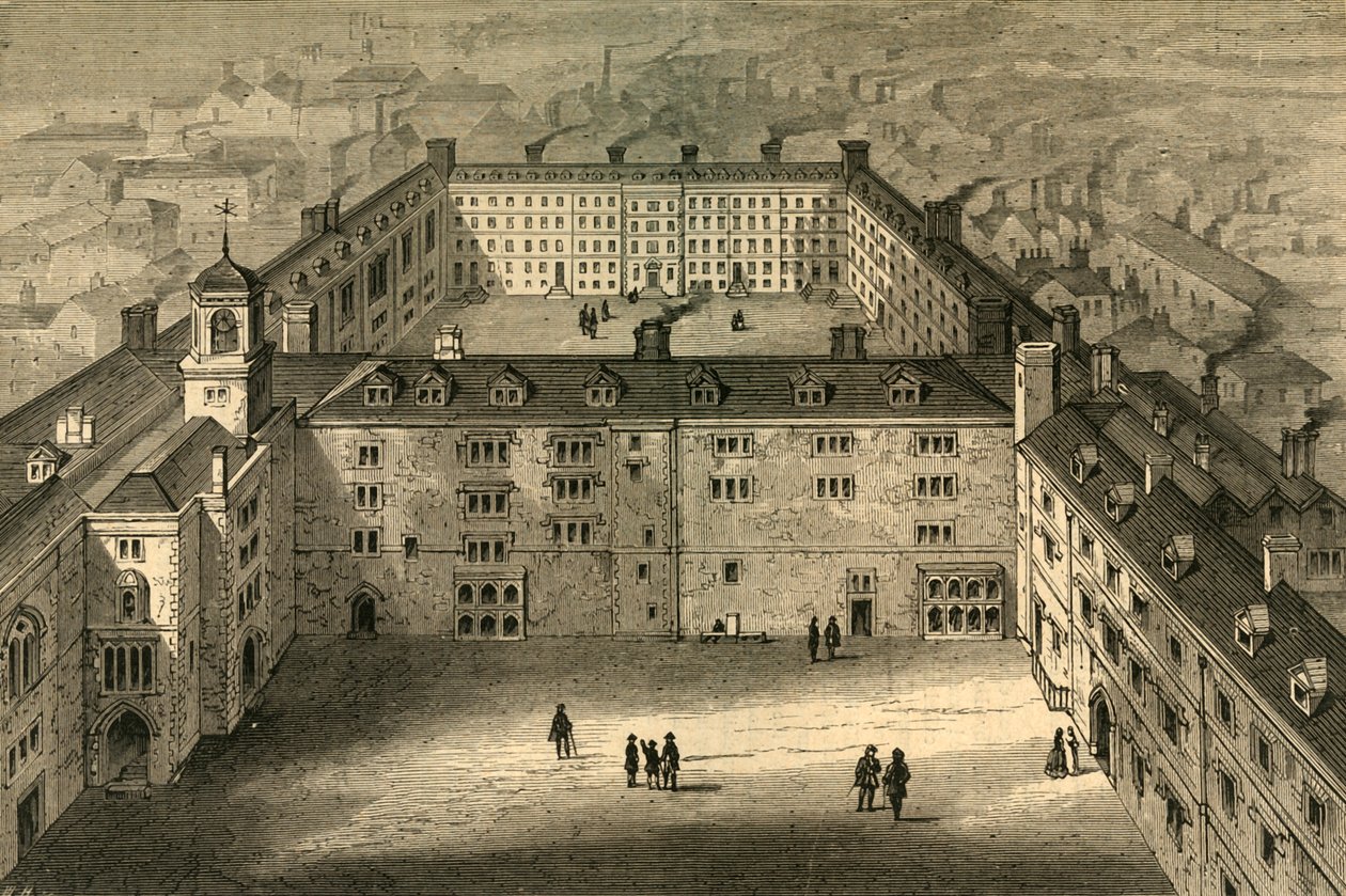 Bridewell, mint a tűz után újjáépített, egy régi nyomtatványból, 1897. alkotó: Unbekannt
