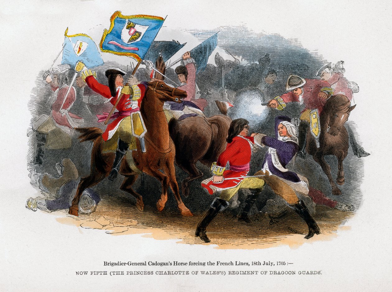 Cadogans Horse dandártábornok a francia vonalon, 1705. július 18. alkotó: Unbekannt