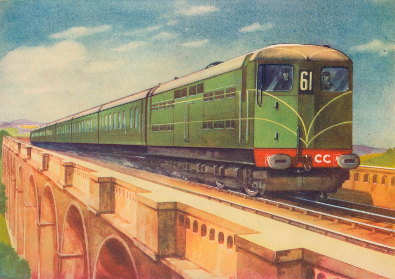 Brighton Belle, az S.R.s elektromos mozdony az Ouse-i viadukt felett, 1940 alkotó: Unbekannt
