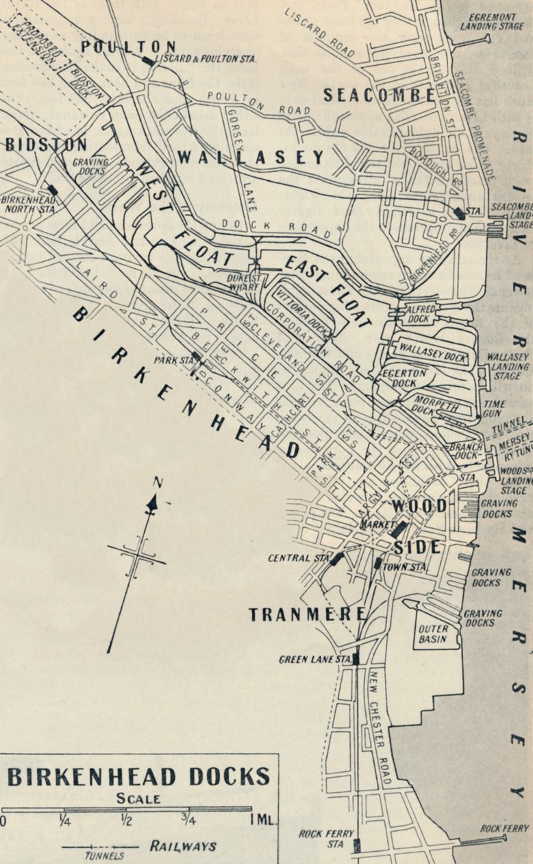 A Birkenhead dokkok a Mersey folyó Cheshire-i oldalán fekszenek, 1936 alkotó: Unbekannt