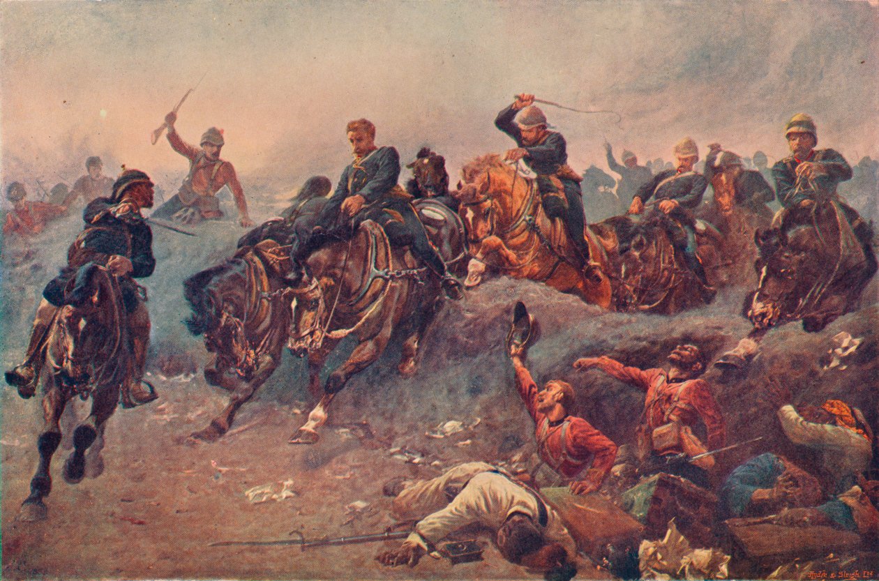 Brit tüzérség belép az ellenség vonalába Tel-el-Kebirnél, Egyiptom, 1882, 1883 1906 alkotó: Unbekannt