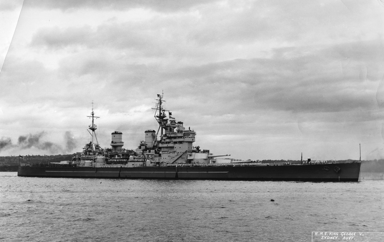 Brit csatahajó HMS King George V, Sydney, Ausztrália, 1945 alkotó: Unbekannt